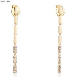 Linear Luxe 14K (or 18k upon request) Yellow Gold Diamond Drop Earrings